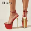 Hlieny Summer Sexy PVC Transparen Open Peep Toe Platform High Heels Backle Strap Sandal