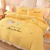 Sängkläder set bomullsprinsessan stil broderier blommor hem set b1
