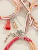 Strang 3-teiliger rosa Bi-Farben-Glasperlen-Legierungs-Schneeflocken-Pendellarmbänder