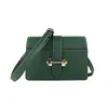 Sacs à bandouliers Couleur massive de mode Green Square Messenger Femmes PVC Sac Étudiant Style Top Top Quality