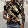 Mens Dragon T -shirt Fashion 3D Gedrukt T -shirt Dierpatroon Shortsleeved oversized streetwear Tees Summer Casual Tops 240411