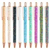 Pens Glitter Bling Beyaz Kalemler Işıltılı Metal Kalem Geri Çekilebilir Pullar Kadınlar İçin Fantezi Kalemler Malzemeler Siyah Mürekkep Orta Nokta 1.0 mm