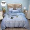 Bedding Sets Luxury 10 Colors Egyptian Cotton & Silk Embroidery Flower Set Duvet Cover Quilt Bed Sheets And Pillowcases Sabanas 4Pcs