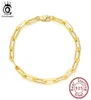 ORSA Jewels 14K Gold Plated 925 Sterling Silver PaperClip Link Chain Armband för kvinnor Män armbandsmycken SB109 2202225810591