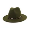 2019 Woolen Felt Hat Hat Panama Jazz Fedoras Chapéus com cinto de leopardo Brim Festa formal e cartola de palco para homens homens unisex8182865