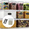 Opslagflessen Pantry Organisatie Containers Set van 4 5.2L Crisper -dozen met labels Markeer Pentransparant voedsel voor het bewaren
