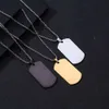 Titanium Steel Trendy Mens Hip Hop Necklace Military Dog Tag Engraved Identity Pendant Accessories