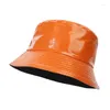 Bérets Panama Bucket Hats Pu Colorful Fisherman Double côtés réversibles imperméables pliables printemps d'été