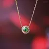 Pendant Necklaces Huitan Dainty Green Imitation Opal Necklace For Women Temperament Elegant Bridal Wedding Accessories Gift Trendy Jewelry