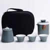 Tee -Sets Gradient Travel Tea Set Outdoor tragbare einen Topf und drei Tassen Keramik Kungfu