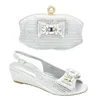 Dress Shoes Fashion Italian And Bags Matching Set Decorated With Rhinestone Woman Designer Wedding Bride Platform