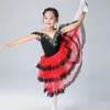 Scen Wear Professional Romantic Long Kjol Black Red Adult Adult Children's Ballet Performance Dress