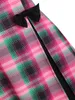 Casual Dresses 50s Fashion Cap Sleeve Plaid Bowknot Överlapp är ärmlös en linjeknälängd klänning