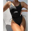 Swimwear pour femmes Swimsuit Sexy Bikini Couleur solide conjointe de la taille haute de taille haute maternité