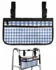 Storage Bags Pastoral Style Dark Blue Plaid Wheelchair Bag With Pockets Armrest Side Electric Scooter Walking Frame Pouch