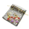 Jewelry Pouches 50pcs Gauze Bag Star-moon Black Bags 9 12cm Special Design Organza Package Bronzed Wedding Gift Candy