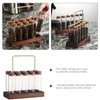 Kitchen Storage Coffe Beans Glass Coffee Holder Tube Vials Lids Tubes Wooden Container Display Stand Jars