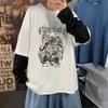 Maglietta per uomini primaverili anime a croce maglietta a manica lunga uomo vintage oversize y2k t-shirts streetwear magliette grafiche top 240409