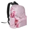 Sac à dos rose rose fleur de fleur d'étudiant sacs d'étudiants pour ordinateur portable coutume pour hommes femmes voyage de voyage mochila