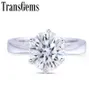 Transgems Center 2ct 8mm F Color Moissanite 14K 585 White Gold Six Emgaement Ring Gold Gold per donne Wedding Y190612033756318