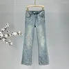 Jeans pour femmes mode femmes inscrims de bootcut en strass 2024 Vêtements de printemps et d'été