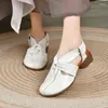 Sandals Birkuir Genuine Leather Thick Heel Weave Closed Toe Hollow Out Shoes Retro Luxury Slip On Woven Women Soft Soles