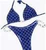 Designer baddräkt bikini sexig färg lyxig split stil snörning triangel baddräkt sommar kvinnor strand semester bikini