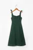 Casual Dresses Idylliska och retro Green Slim-Fit Picnic Strap Dress