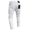 Jeans de bordado branco homens de algodão elástico jeans skinny de alta qualidade Hip Hop Buraco negro Slim Fit Geralmente calças jeans 240412