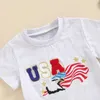 衣料品セット2024-03-11リオレイティイン幼児少年7月4日セットレターアグル刺繍小袖Tシャツ、ソリッドカラーショートパンツ衣装