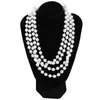 Sacs de rangement Long Collier de perles artificielles accessoires de bijoux blancs pour le costume de Flapper Girl 1920