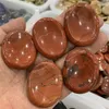 Decorative Figurines 5pcs Natural Red Jasper Worry Stone Thumb Gemstone HealingTherapy Reiki Treatment Spiritual Minerals Massage Palm Gem