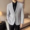 Men's Suits Brand Texture Pattern Blazers Fashion Slim Casual Business Dress Suit Jacket Social Party Coats Tops Men Clothing