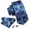 Ties blu blu navy Paisley Green Giallo a strisce cravatte con gemelli quadrati tasca