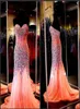 Luxury Mermaid Prom Pageant Dress with Sweetheart Sleeveless Sweep Train Sparkling Crystal Beaded Tulle Formal Evening Dresses3559580