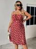 Summer Plus Size Dresses For Women 2023 Sexig ärmlös Halter Midi Dress Casual Holiday Floral Print Party Backless Short 240411