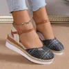 Chaussures décontractées talon cale femme sandale d'été dames gladiator Designer femme couverture orteil plate-forme de sandales classiques