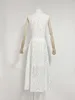 트렌디 2024 스프링 뉴 디자이너 드레스 여자 자수 블렌드 드레스 작은 흰색 드레스