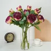 Dekorative Blumen künstliche Retro verbrannte Kante Pfingstrose Seiden gefälschte Pflanze Valentinstag Geschenk Simulation Blume Pink Penpfen Bouquet Hall Dekor Dekor