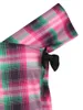 Casual Dresses 50s Fashion Cap Sleeve Plaid Bowknot Överlapp är ärmlös en linjeknälängd klänning