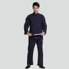 Arrivée Chinois Mens en coton solide Linn Kung Fu Suit à manches longues wu shu tai chi ensembles de vêtements bouddhistes S-3xl 240403