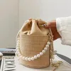 Storage Bags Custom Bridal Pearl Handbag Woven Bag Shower Gift Honeymoon Gifts For Bride To Be Hen Party Clutch