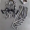 Abbigliamento da casa Donni da donna in pigiama set 3 pezzi Fashion spaghetti top top satinato da sonno letto femmina a maniche lunghe pijama