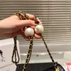 Luxe ontwerper Big Pearl Chain Crossbody Tassen beroemd merk klassieke vrouwen gewatteerde klep verstelbare schouderbanden tas mode goud hardware multi pochette tas