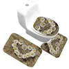 Bath Mats Printed Flower Pattern Set Bathroom Carpets Non-slip Microfiber Toilet Rugs Floor Carpet Shower Room