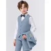 Ensembles de vêtements 2 à 16 ans Boys Slim Fit Formal Cost Set Set Toddler Tuxedo pour adolescents robes de communion Vêtements Kids Wedding Ring Bearier Tenue