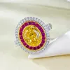 2024 Choucong Wedding Rings Luxury Jewelry Real 100% 925 Sterling Silver Oval Cut Yellow Moissanite Diamond Gemstones Eternity Party Women Elegant Band Ring Gift