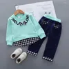Ensembles de vêtements printemps automne bébé filles vestiges adaptés enfants t-shirt pantalon 2pcs / sets