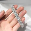 Custom Gold 925 Серебряный круглый и багетский колье браслет VVS Moissanite Bracelet