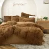 Beddengoed sets luxueuze winter set lange pluche pure kleurimitatie nertsen fluweel dekbedoverdeksel zacht dik warm flanel